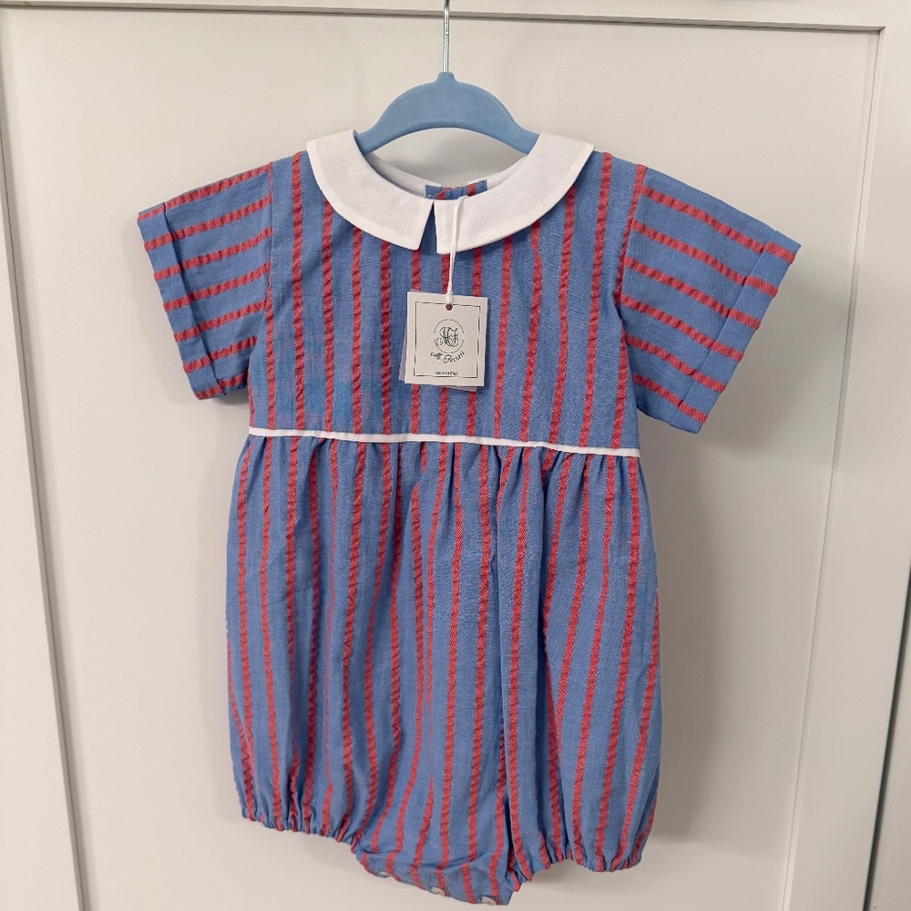 Mariella Ferrari Red and Blue Stripe Bubble, NWT, 9M